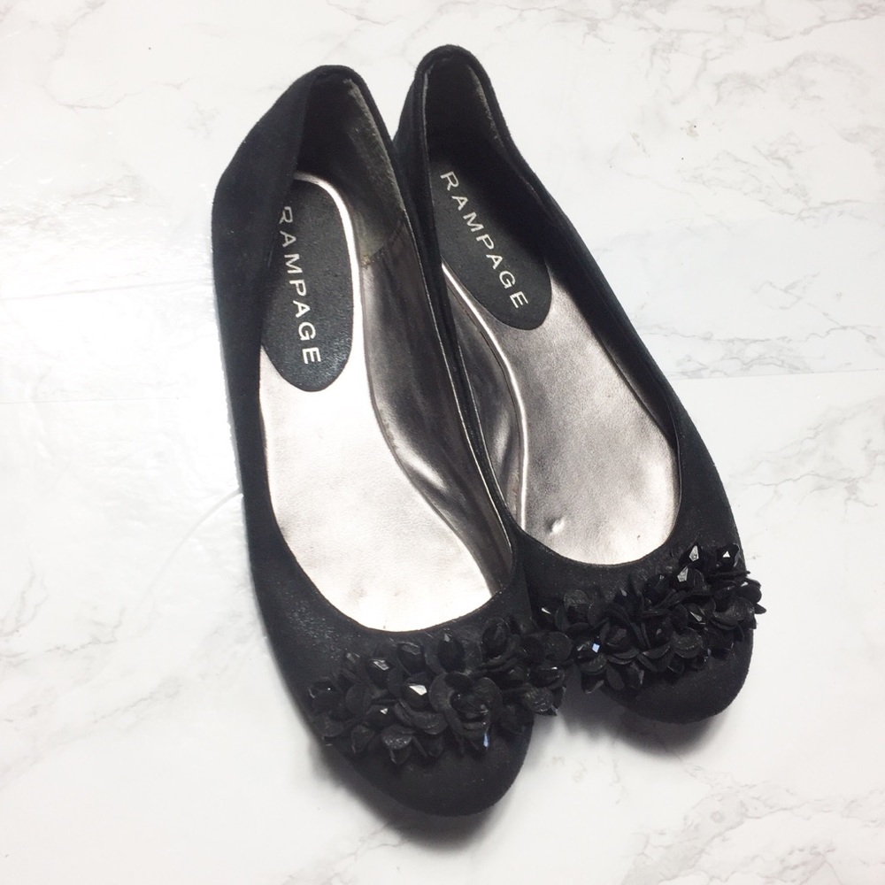 RAMPAGE Black Flower Ballet Flats